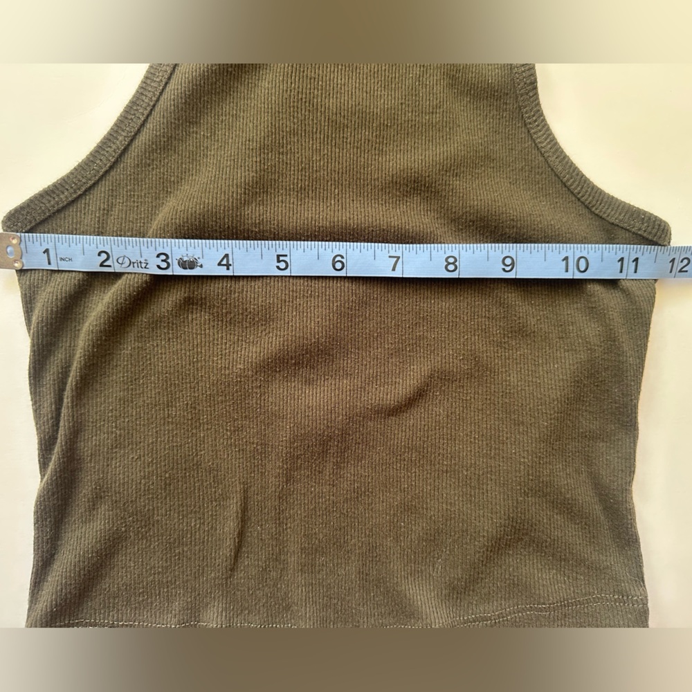 Olive Green Ribbed Racerback Tank Top - Picture 3 of 5